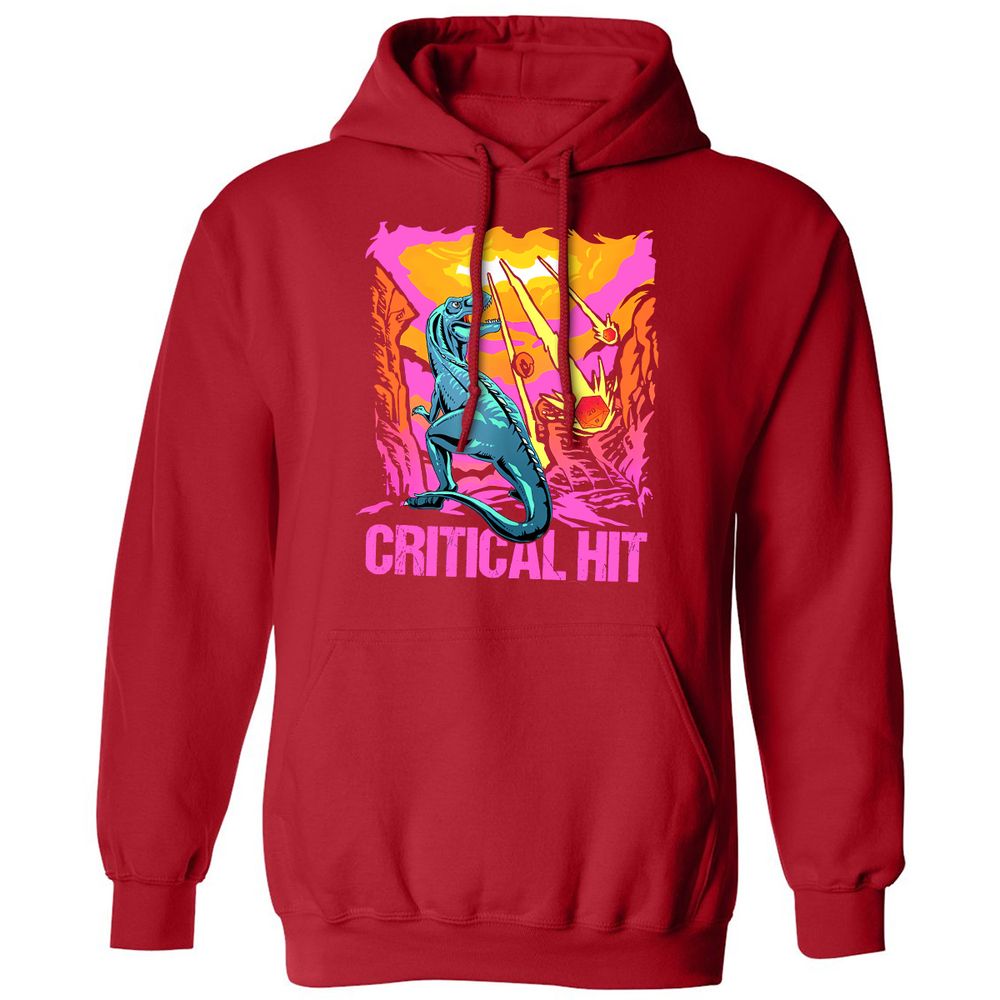 Dinosaur Critical Hit Classic Unisex Hoodie - Red - 5