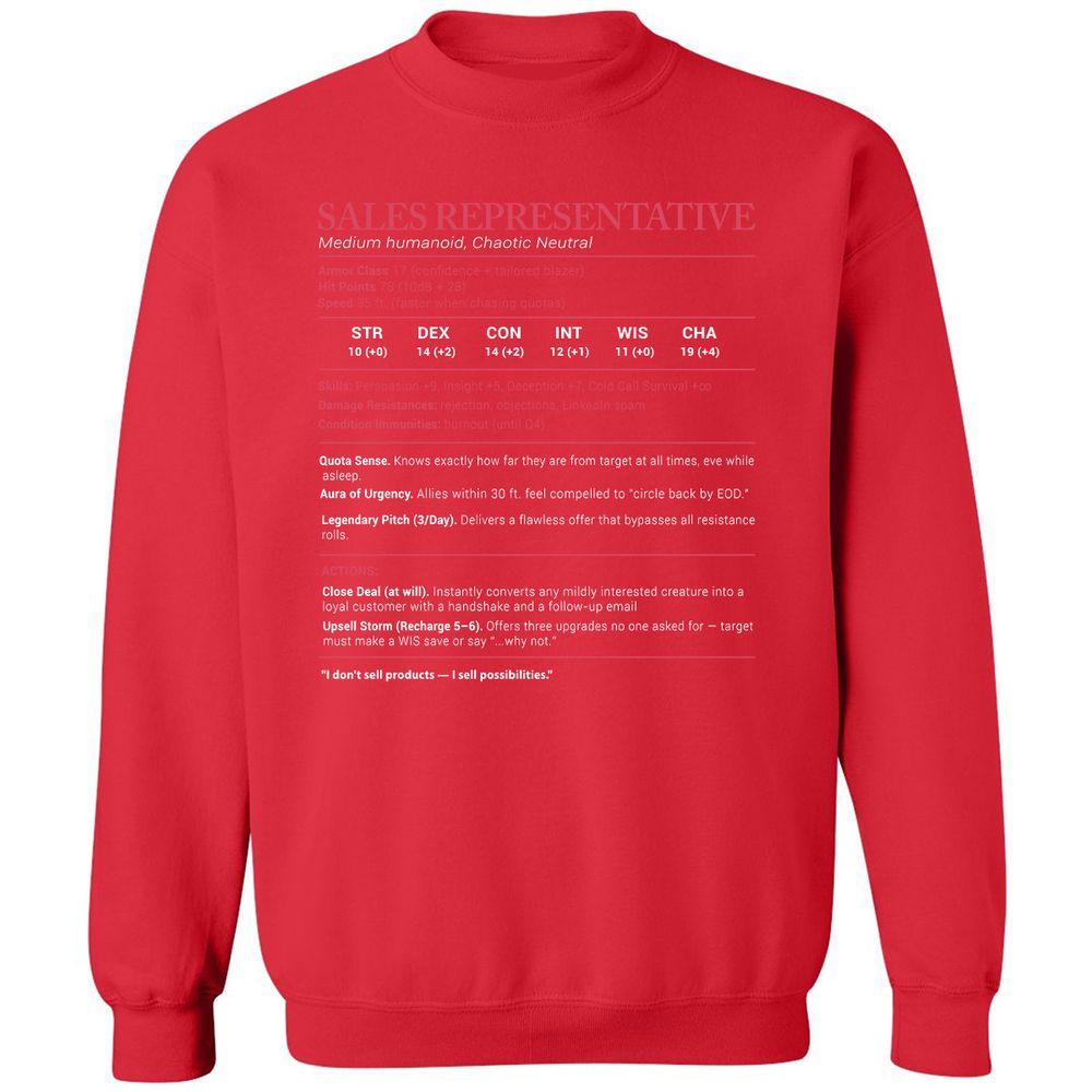 Sales Presentative Stats Classic Unisex Sweatshirt - Red - 5