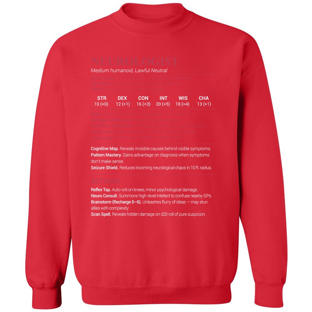 Neurologist Stats Classic Unisex Sweatshirt - Red - 5