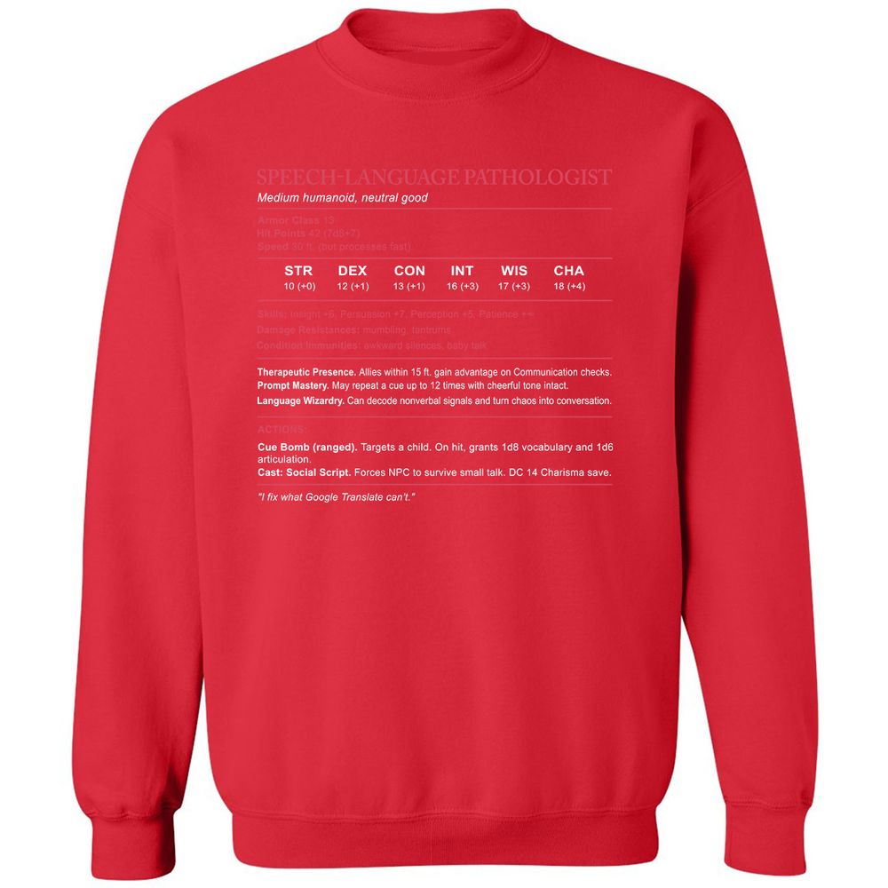 Speech Language Pathologist Stats Classic Unisex Sweatshirt - Red - 5