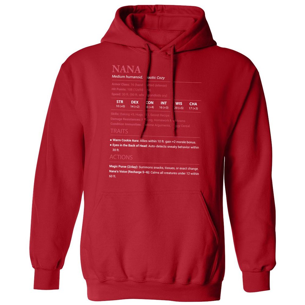 Nana Stats Classic Unisex Hoodie - Red - 5