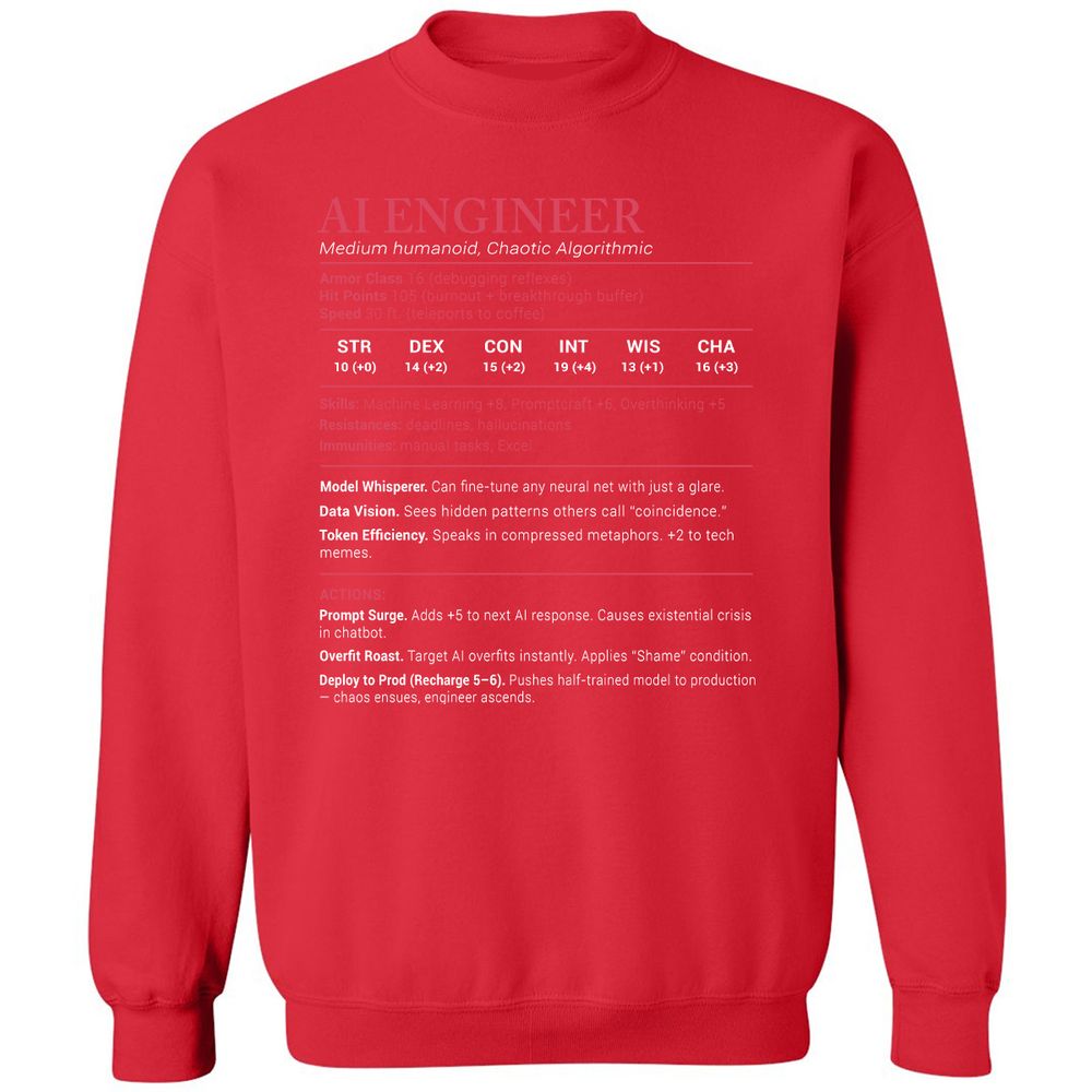 AI Engineer Stats Classic Unisex Sweatshirt - Red - 5