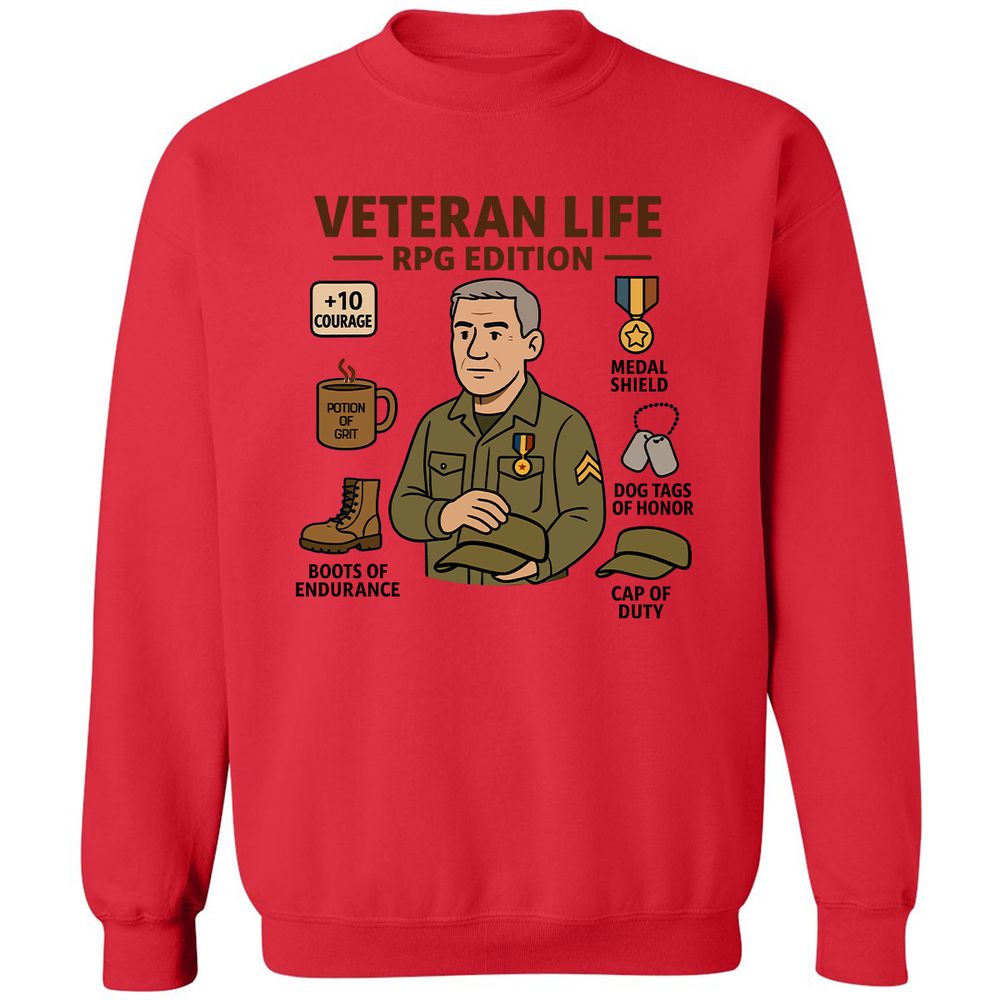 Veteran Life RPG Edition Classic Unisex Sweatshirt - Red - 5