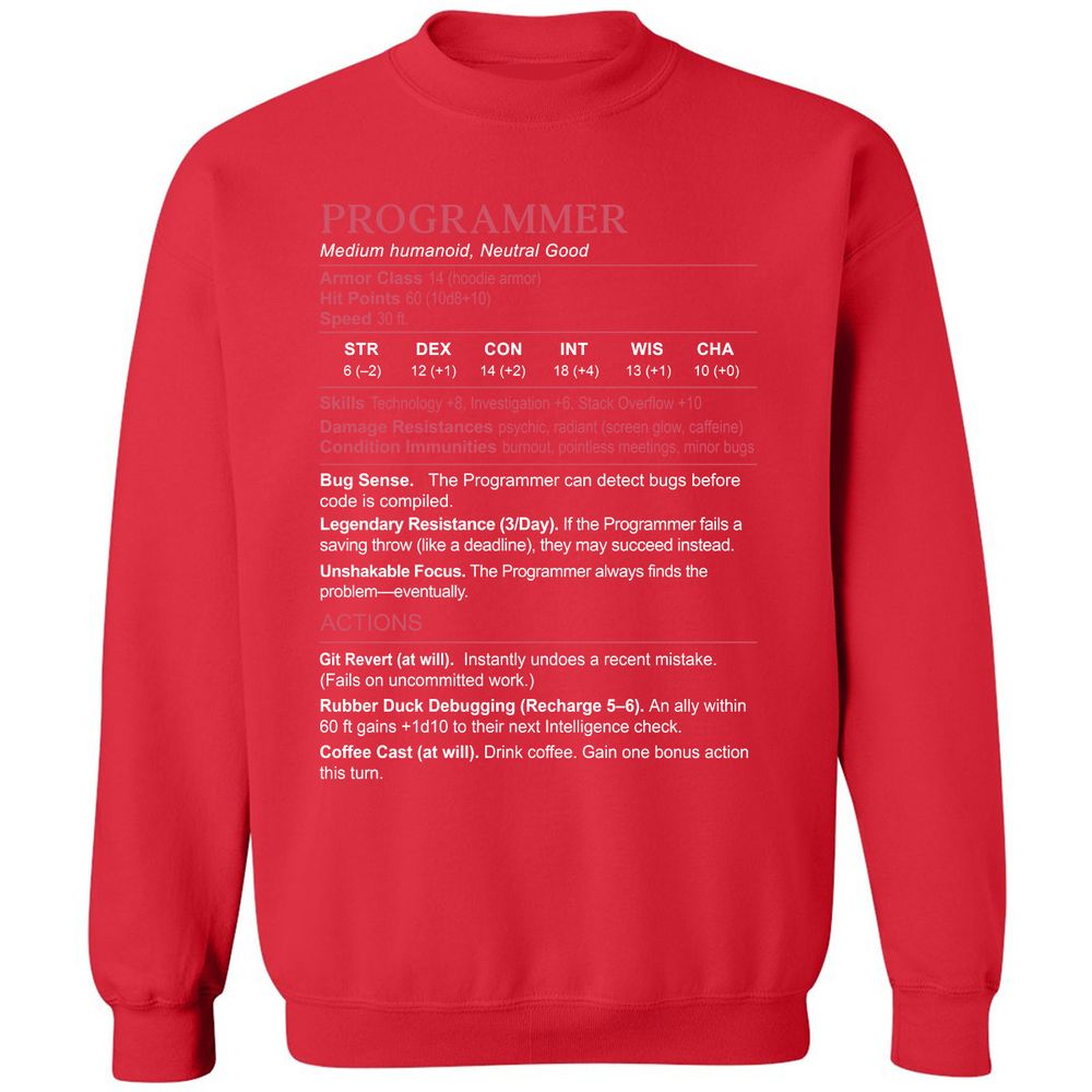 Programmer Stats Classic Unisex Sweatshirt - Red - 5