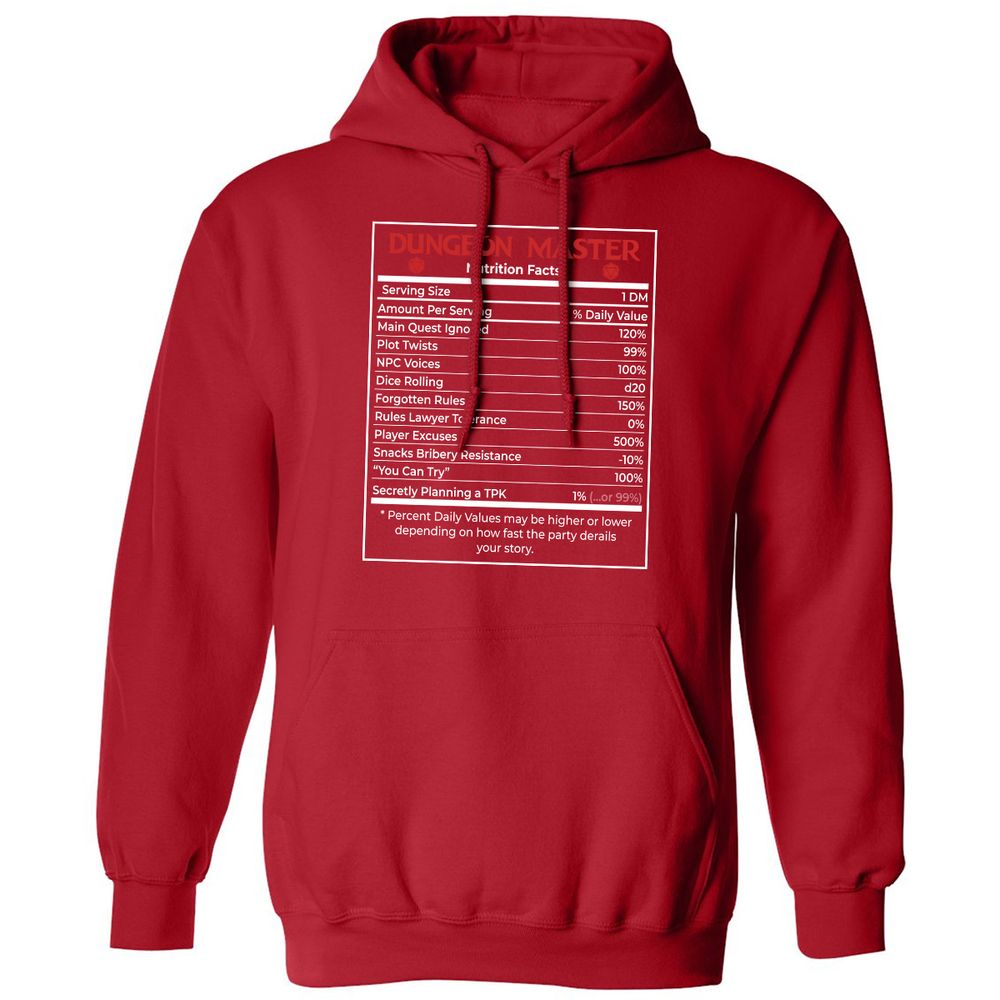 Dungeon Master Nutrition Facts Classic Unisex Hoodie - Red - 5