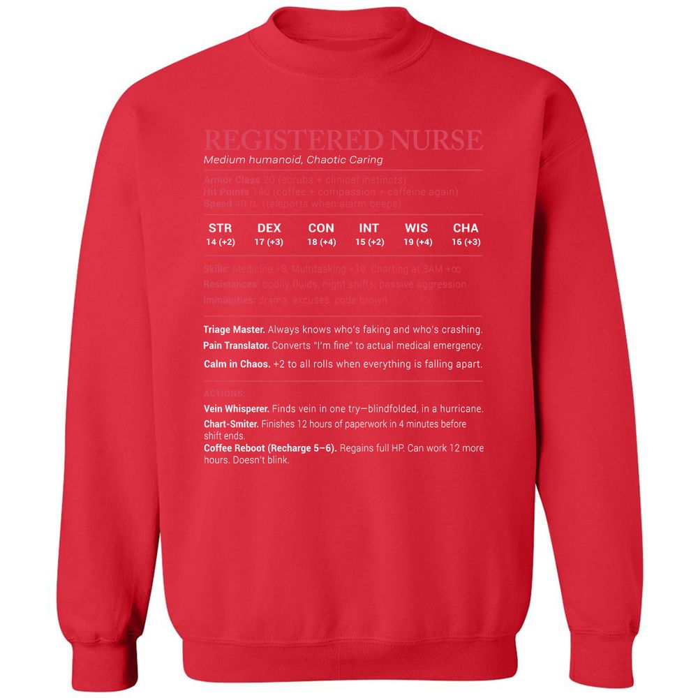 Registered Nurse Stats Classic Unisex Sweatshirt - Red - 5