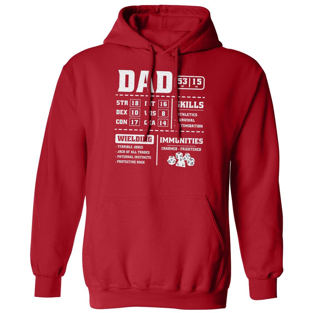 Dad Stat Block 2 Classic Unisex Hoodie - Red - 5