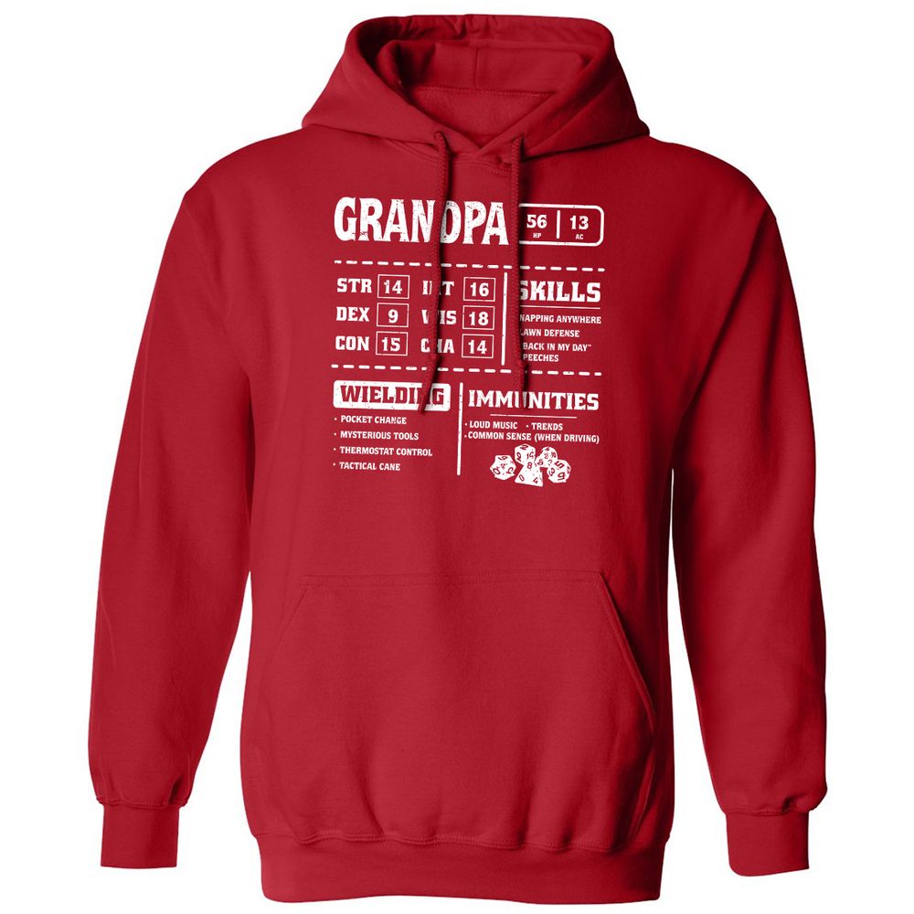 Grandpa Stats 2 Classic Unisex Hoodie - Red - 5