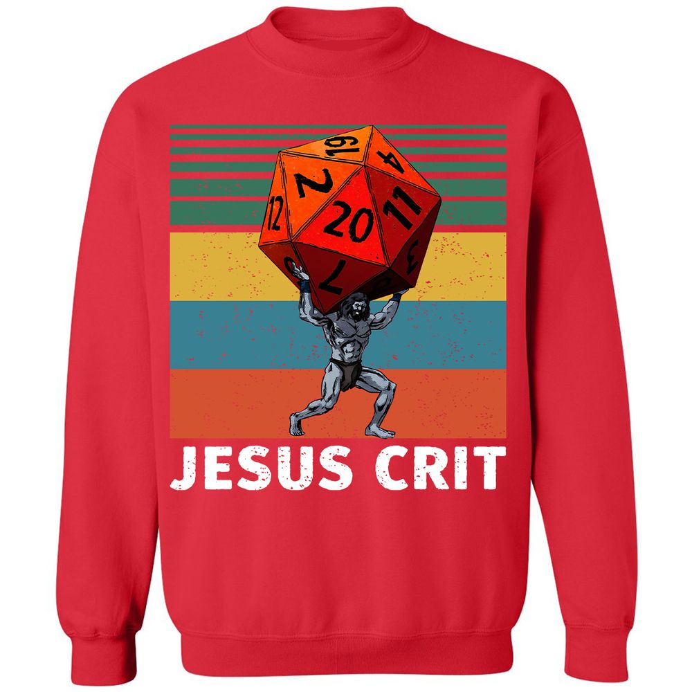 Jesus Crit Classic Unisex Sweatshirt - Red - 5