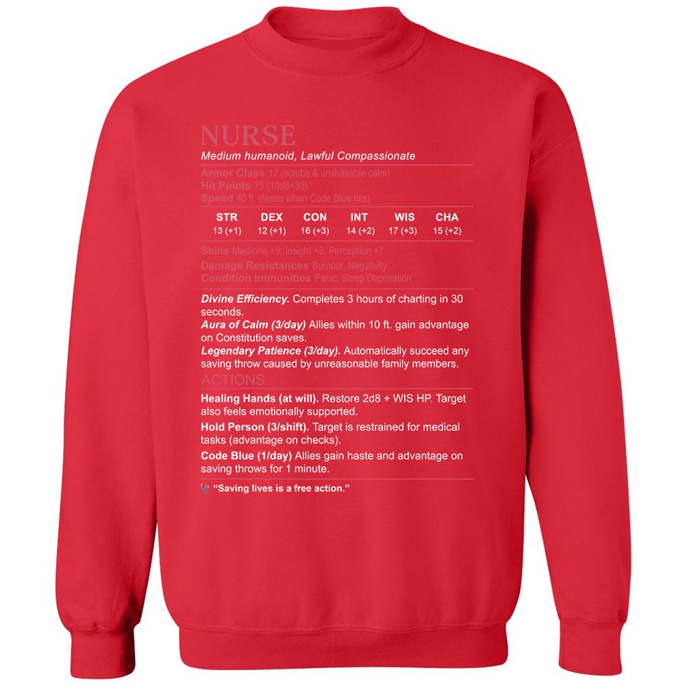 Nurse Stats 3 Classic Unisex Sweatshirt - Red - 5