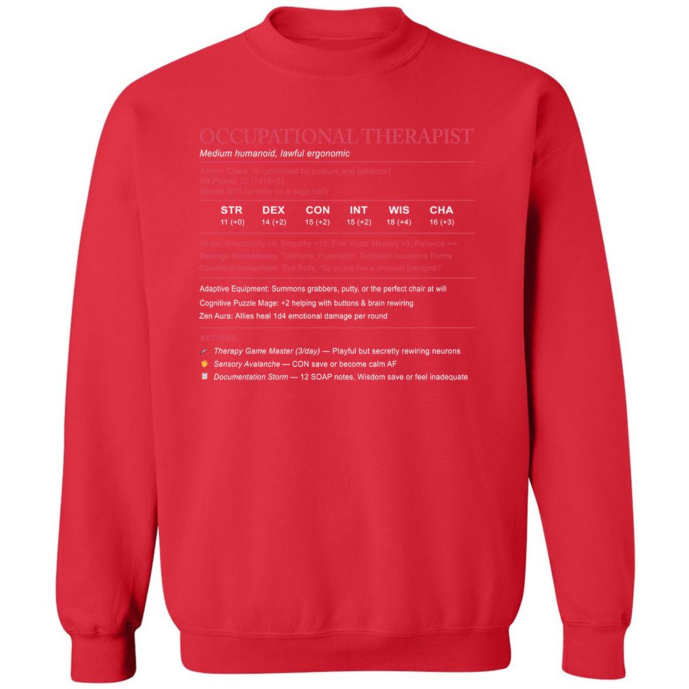 Occupational Therapist Stats Classic Unisex Sweatshirt - Red - 5