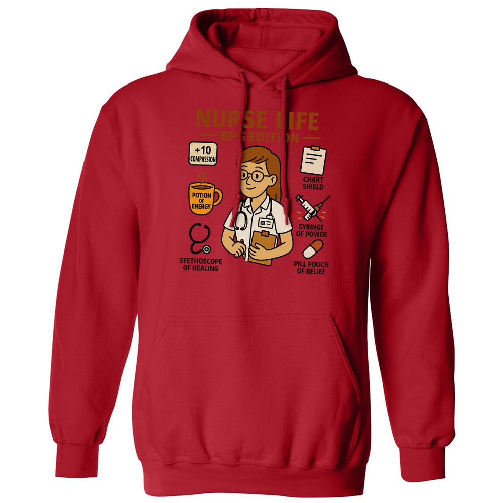 Nurse Life RPG Edition Classic Unisex Hoodie - Red - 5