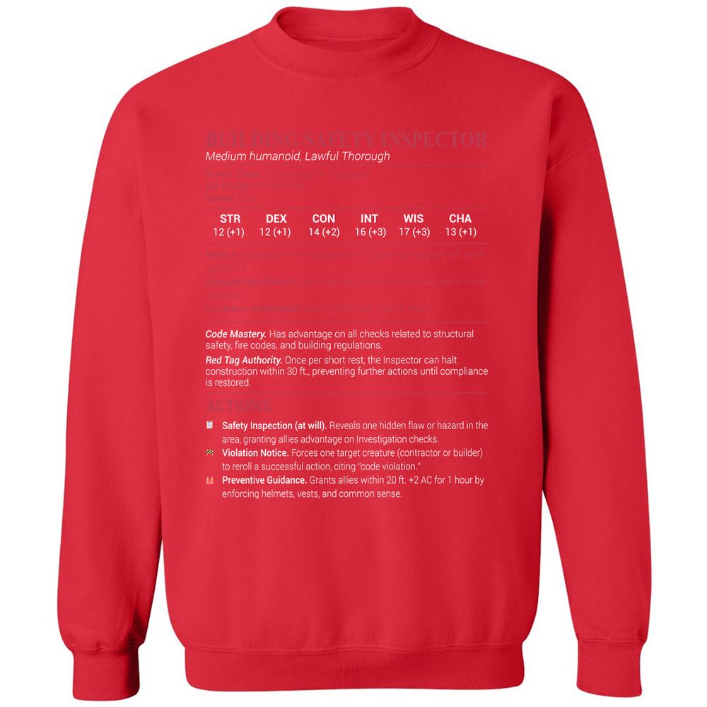 Building Safety Inspector Classic Unisex Sweatshirt - Red - 5
