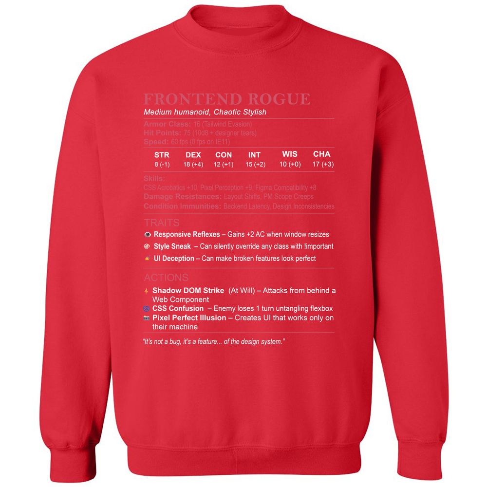 Frontend Rogue Classic Unisex Sweatshirt - Red - 5