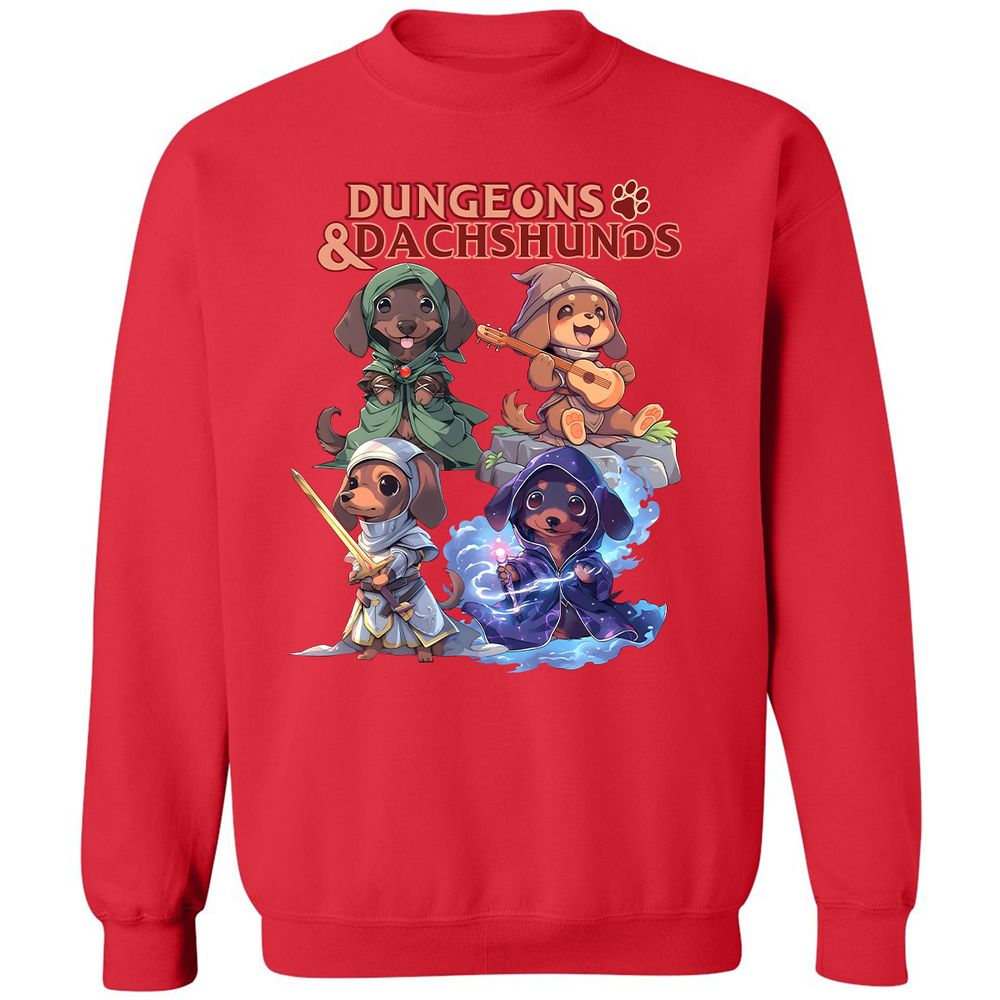 Dungeons & Dachshunds Classic Unisex Sweatshirt - Red - 5