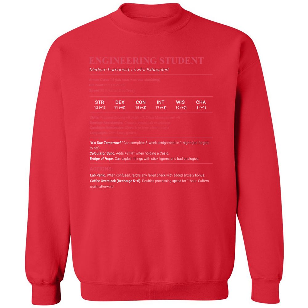 Engineering Student Classic Unisex Sweatshirt - Red - 5