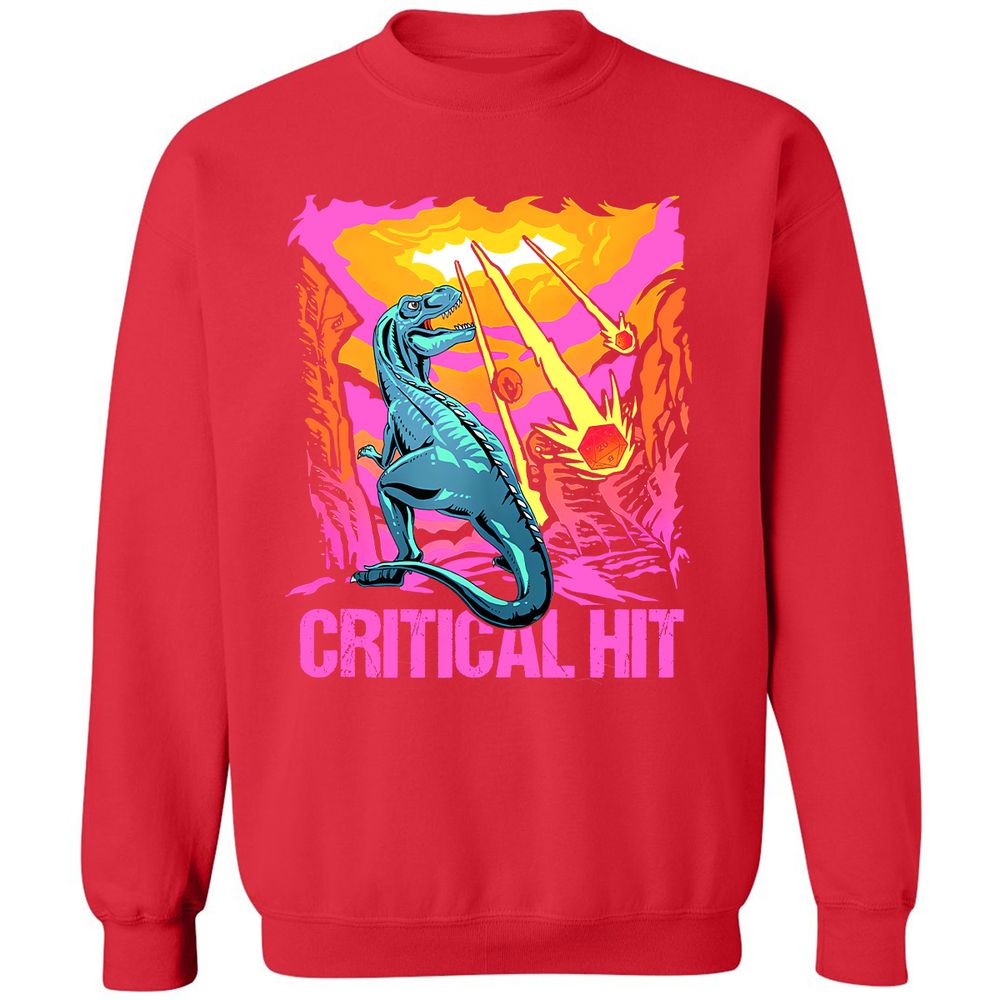 Dinosaur Critical Hit Classic Unisex Sweatshirt - Red - 5