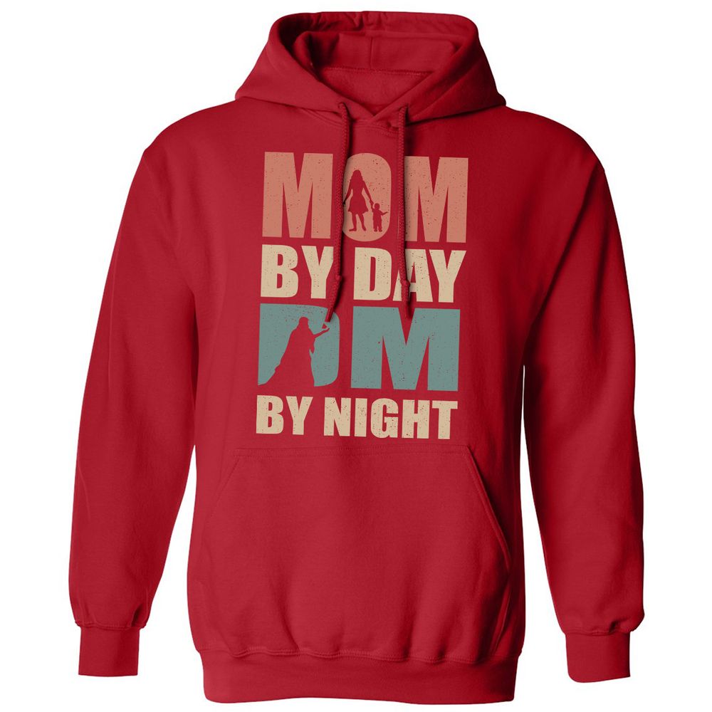 Mom By Day DM By Nigh Classic Unisex Hoodie - Red - 5