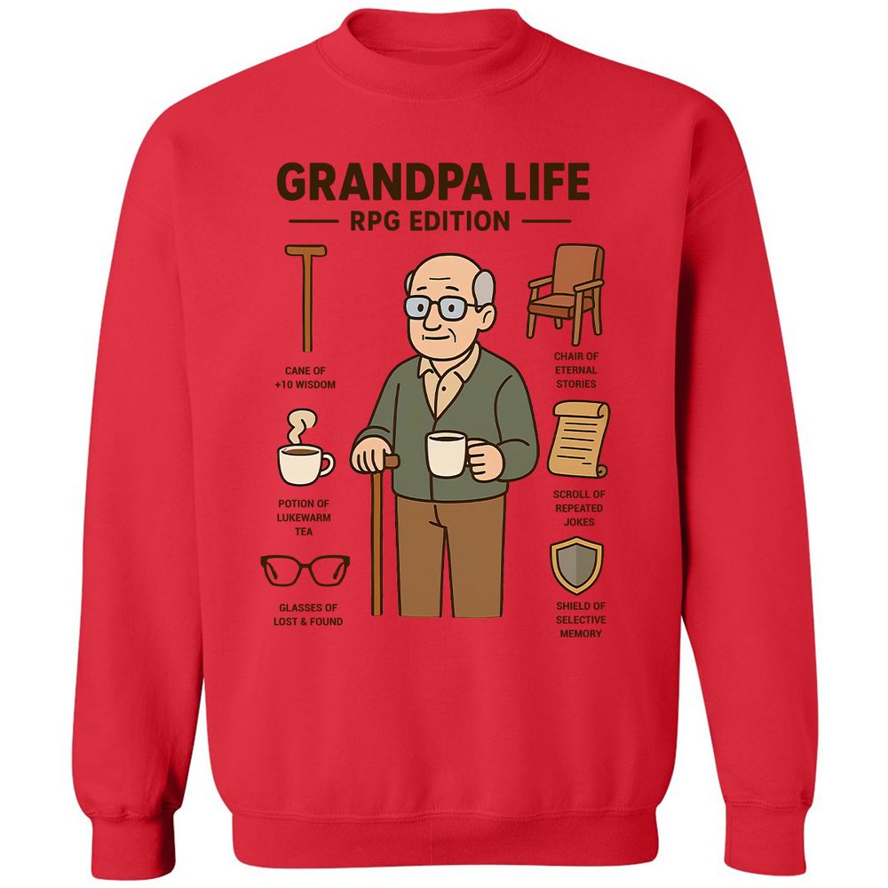 Grandpa Life RPG Edition Classic Unisex Sweatshirt - Red - 5