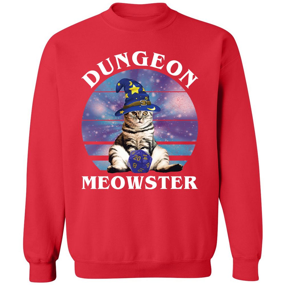 Dungeon Meowster Vintage Classic Unisex Sweatshirt - Red - 5