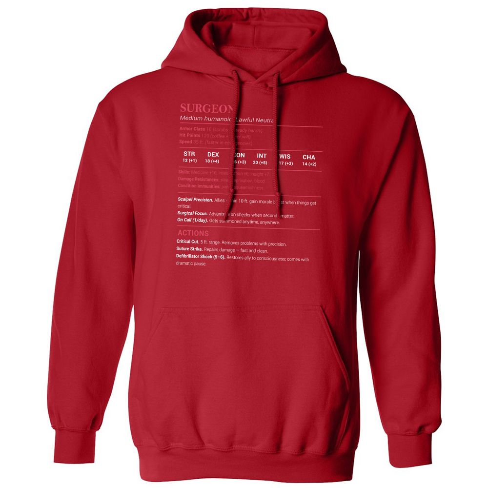 Surgeon Stats Classic Unisex Hoodie - Red - 5