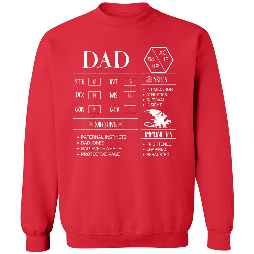 Dad Stats 2 Classic Unisex Sweatshirt - Red - 5
