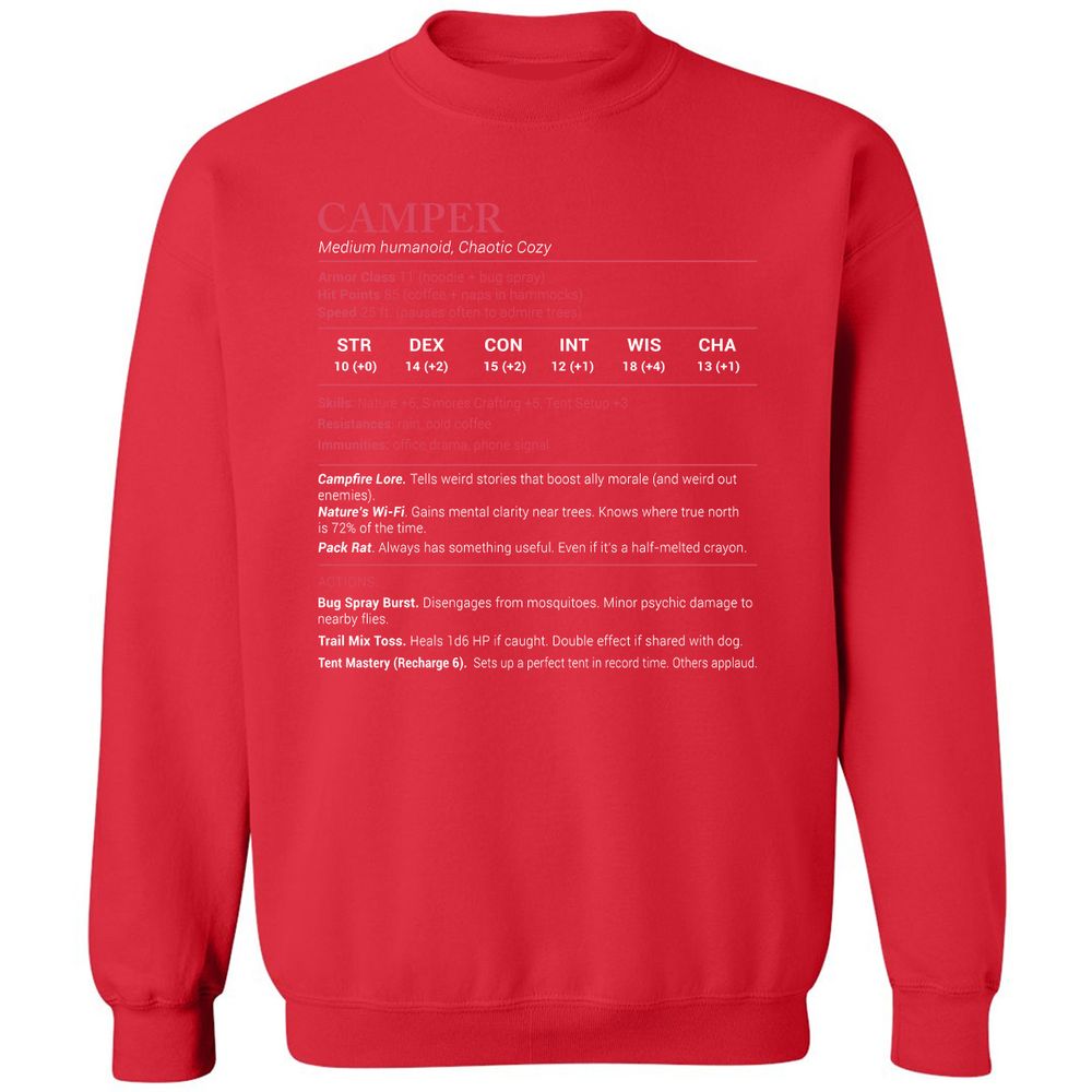 Camper Stats Classic Unisex Sweatshirt - Red - 5