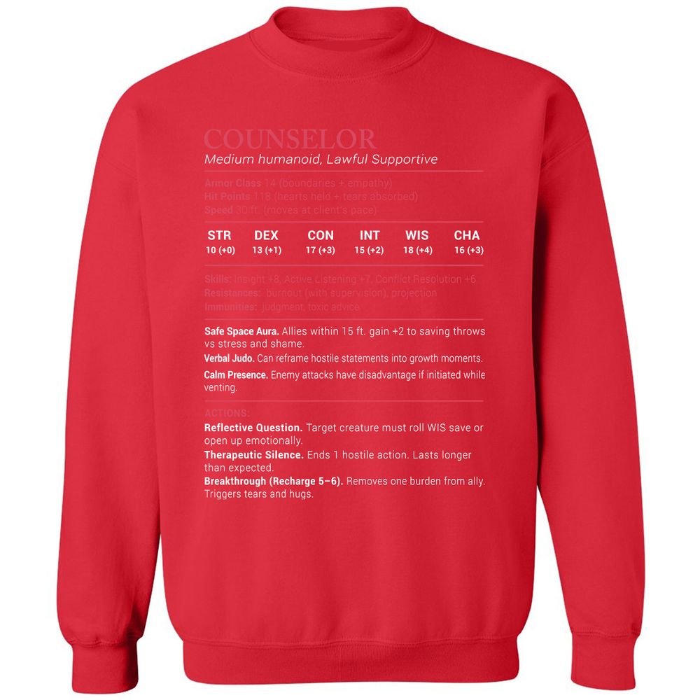 Counselor Stats Classic Unisex Sweatshirt - Red - 5