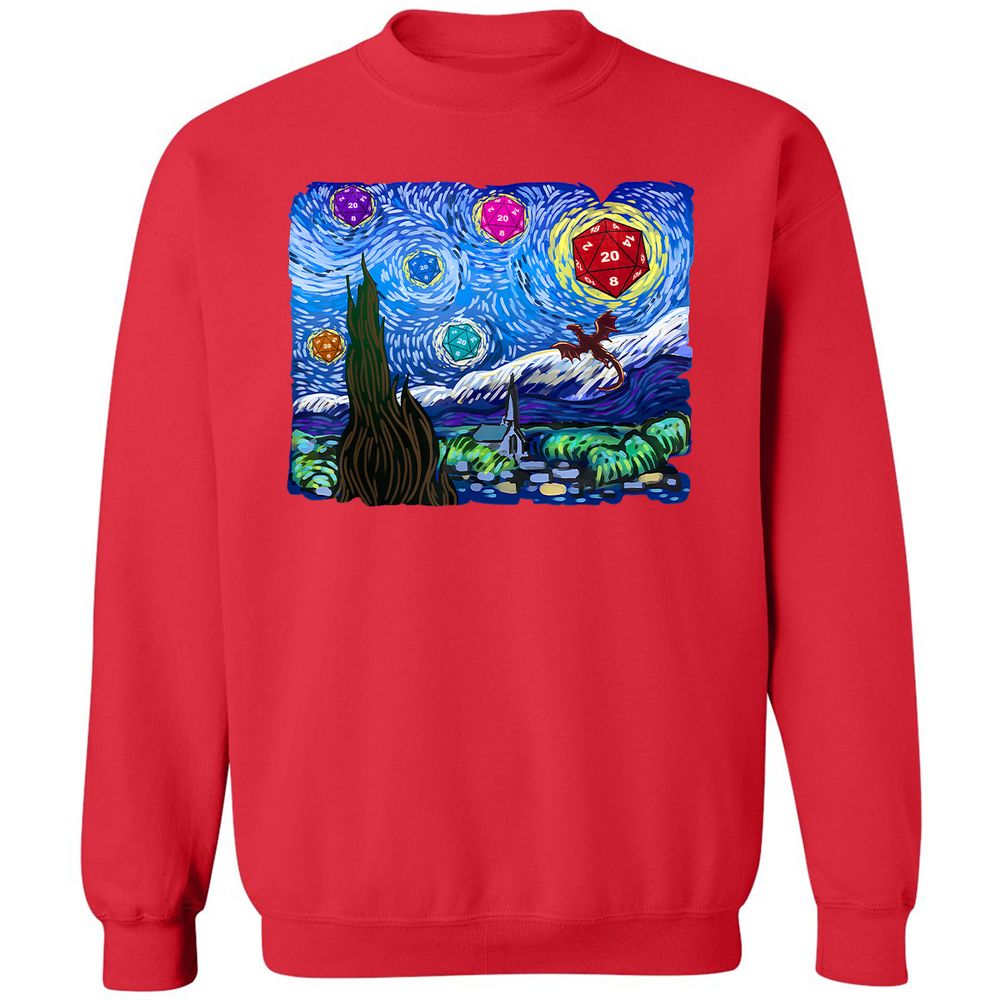 Dragon Starry Night Classic Unisex Sweatshirt - Red - 5