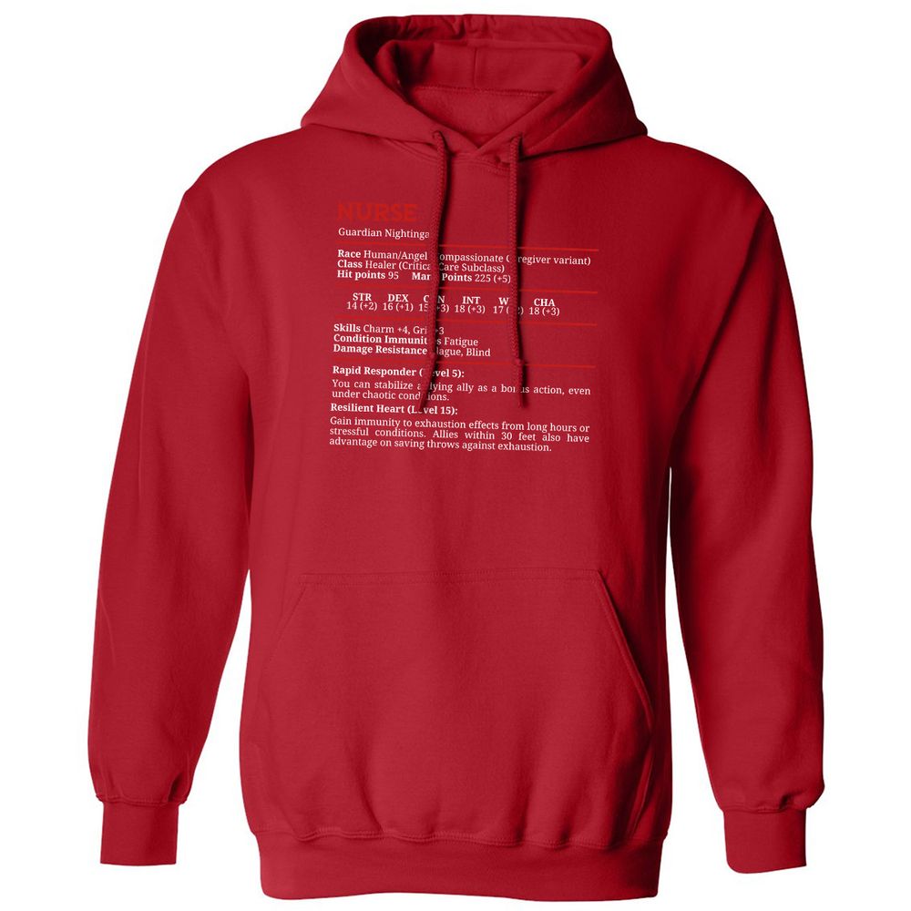 Nurse Stats Classic Unisex Hoodie - Red - 5