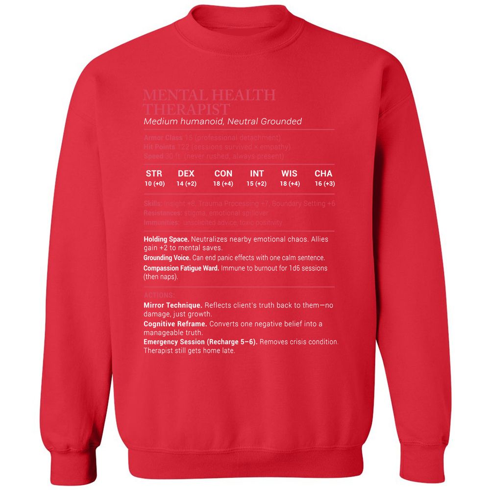 Mental Health Therapist Stats Classic Unisex Sweatshirt - Red - 5