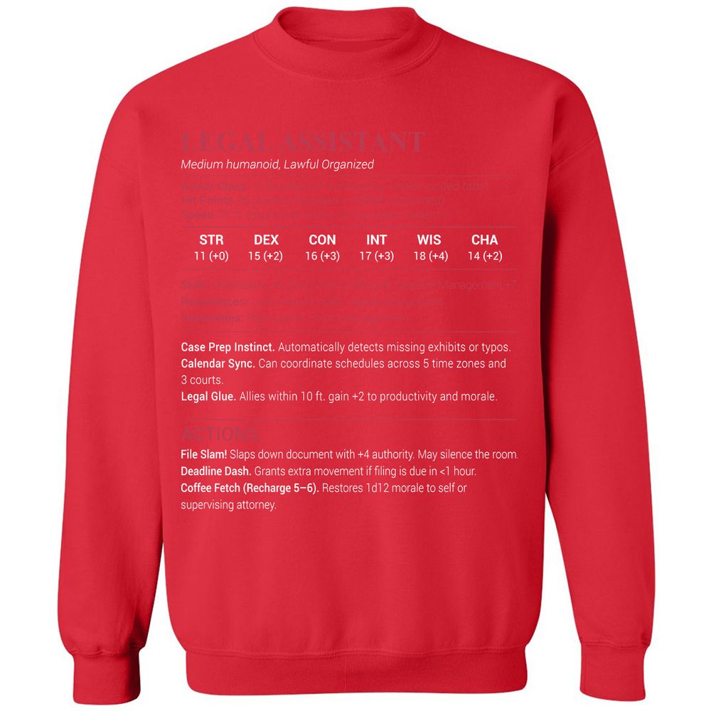 Legal Assistant Classic Unisex Sweatshirt - Red - 5