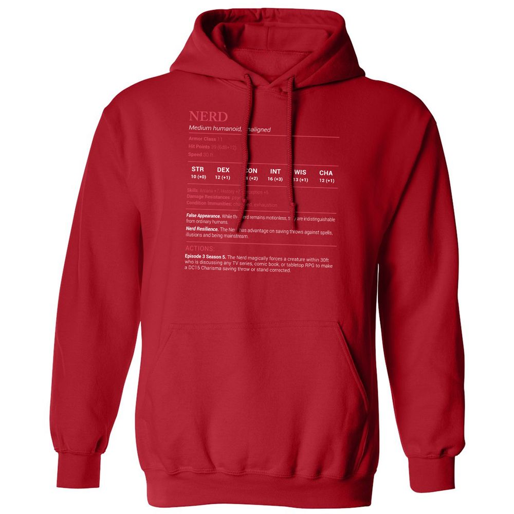 Nerd Stats Classic Unisex Hoodie - Red - 5