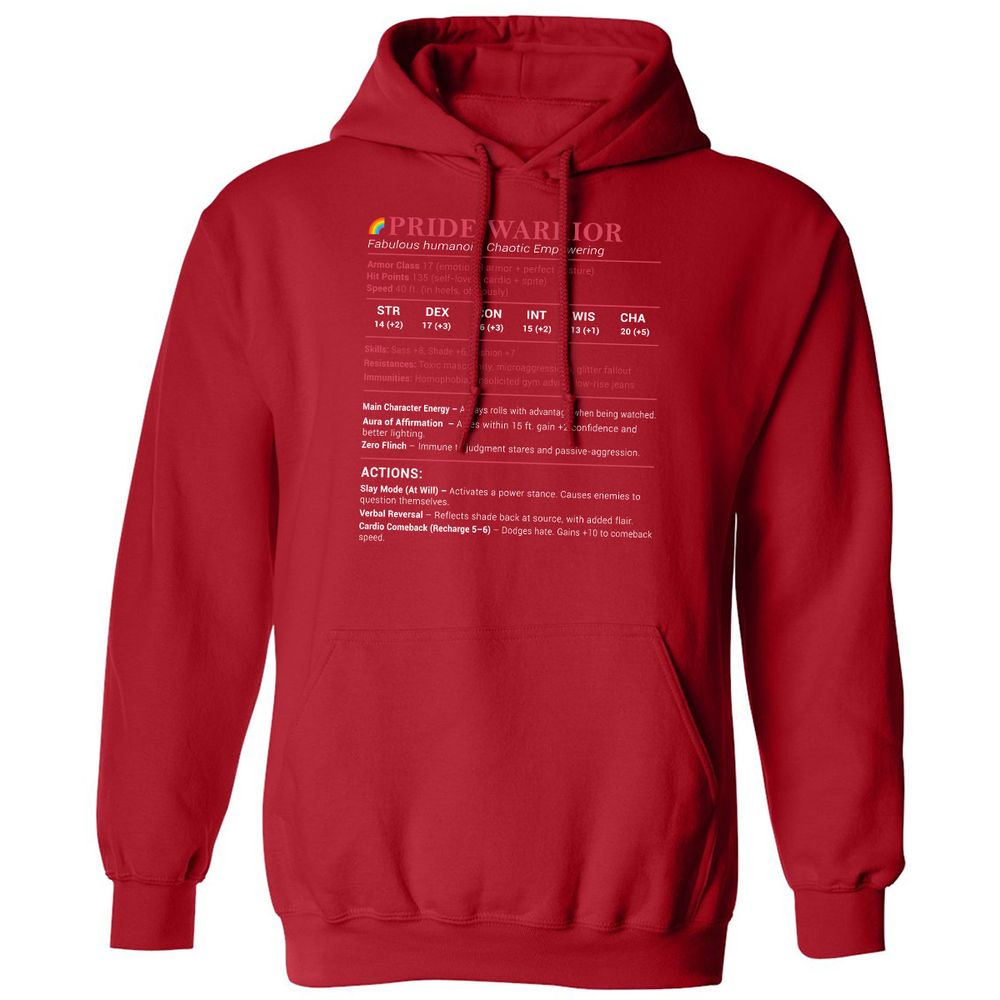 Pride Warrior Stats Classic Unisex Hoodie - Red - 5
