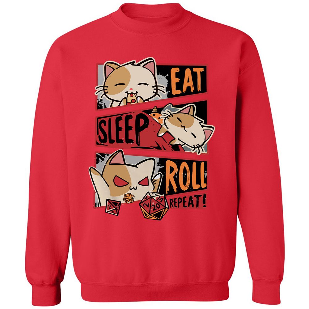 Eat Sleep Roll Repeat Classic Unisex Sweatshirt - Red - 5