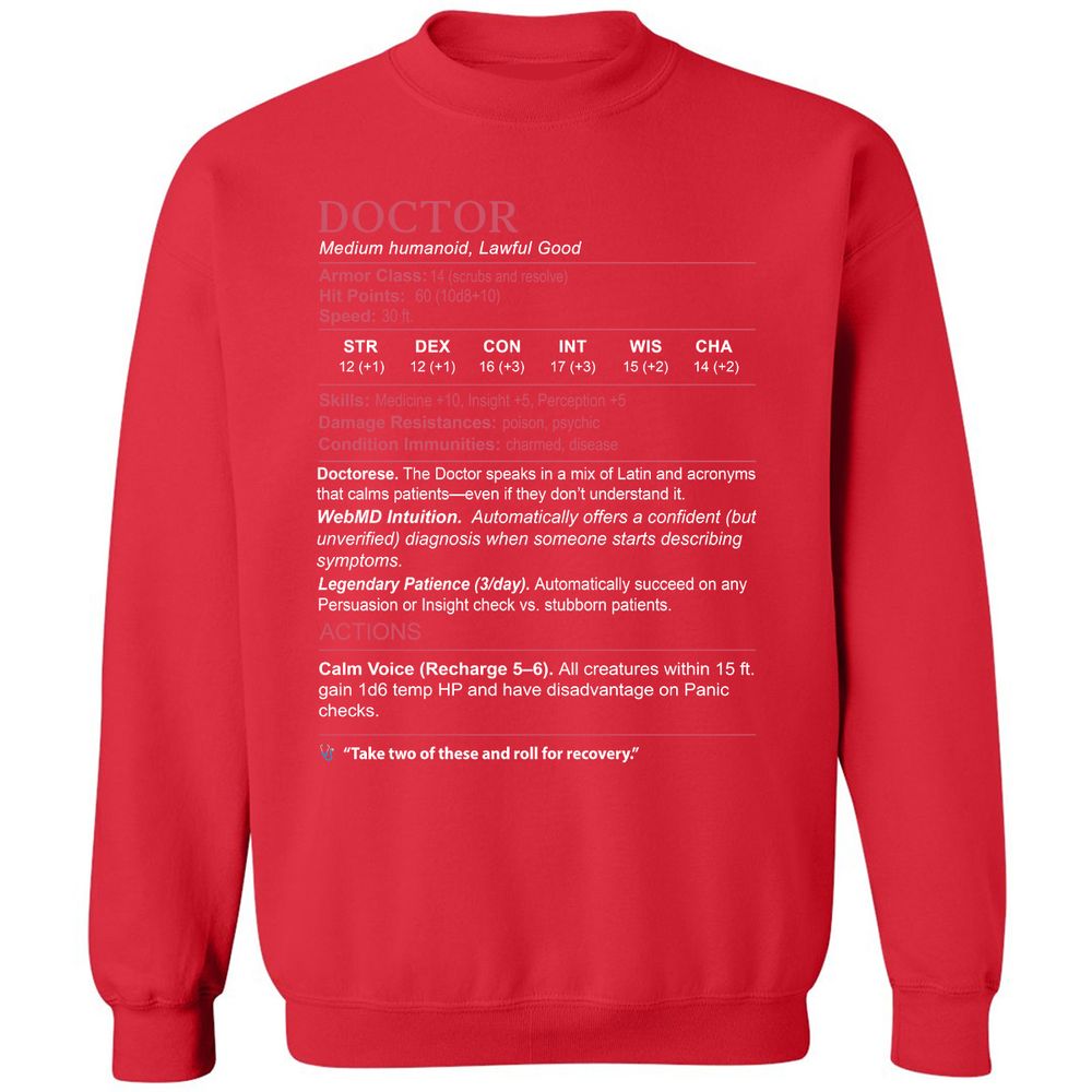 Doctor Stats Classic Unisex Sweatshirt - Red - 5