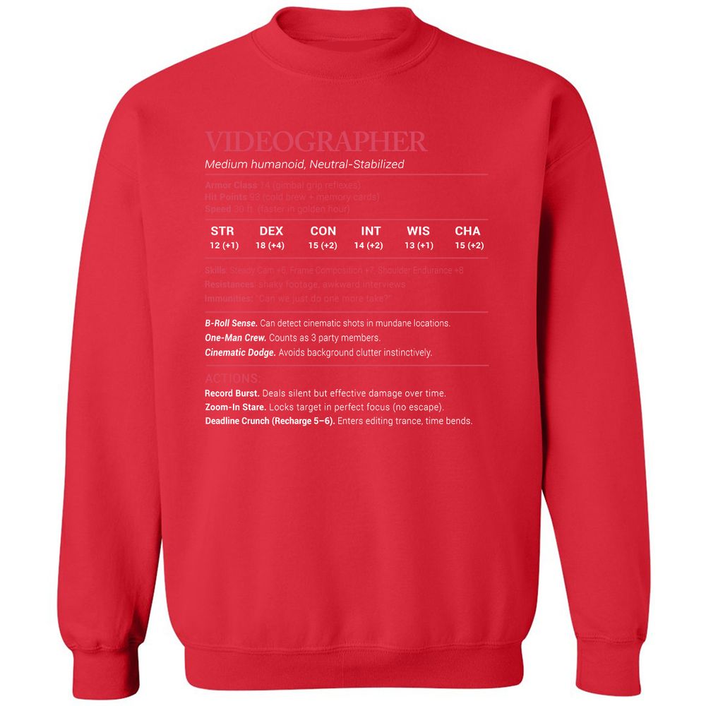 Videographer Stats Classic Unisex Sweatshirt - Red - 5