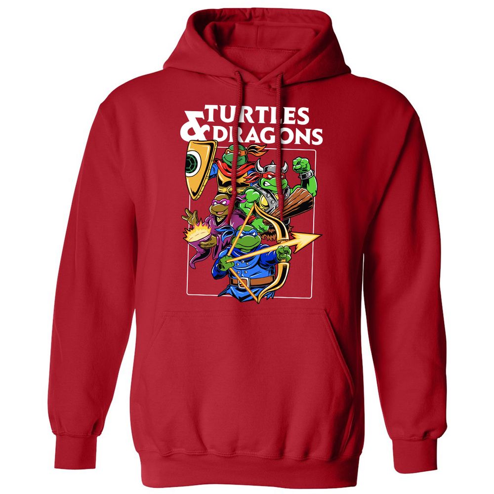 Turtles & Dragons Classic Unisex Hoodie - Red - 5