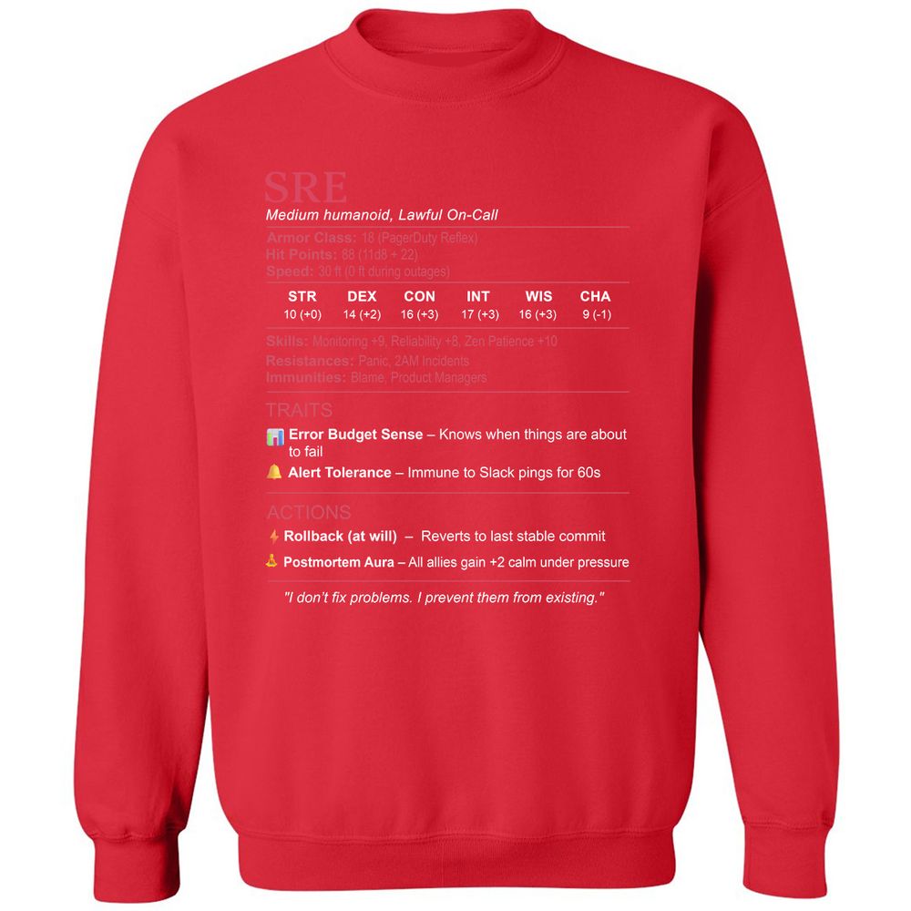 SRE Stats Classic Unisex Sweatshirt - Red - 5