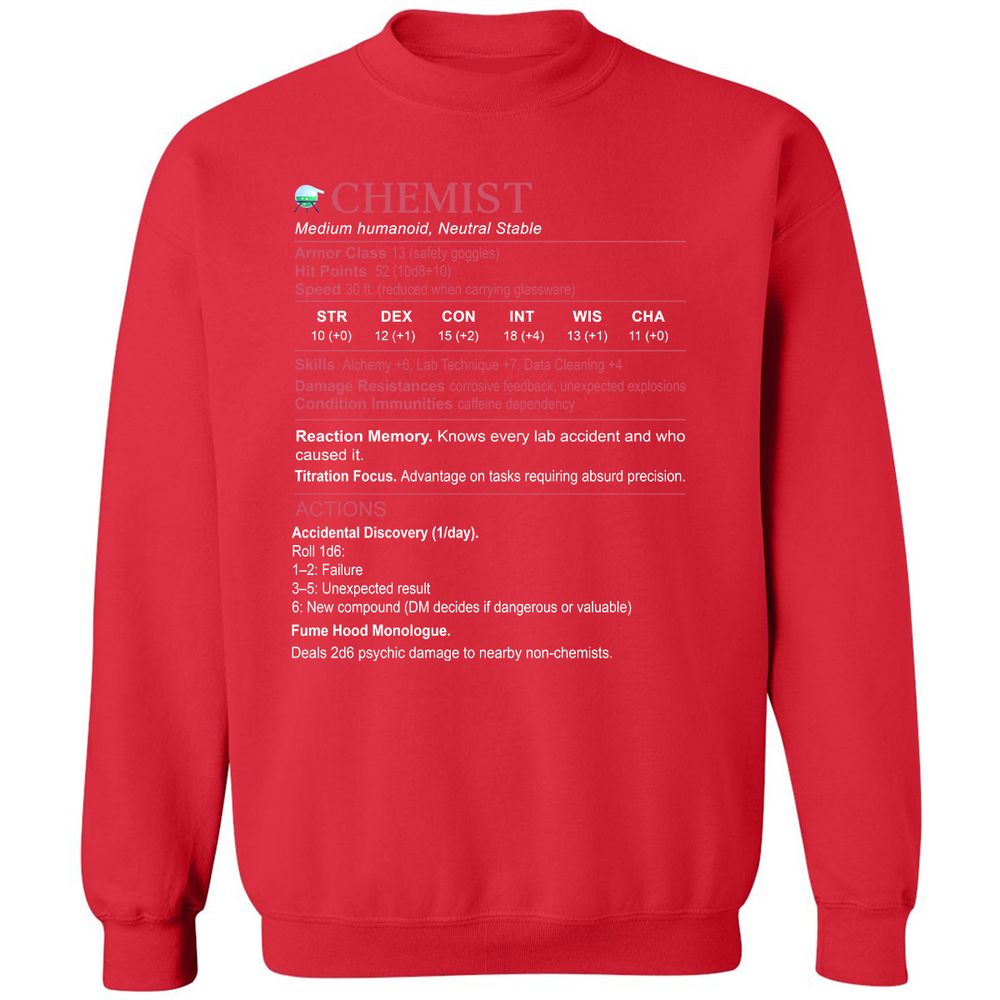 Chemist Stats Classic Unisex Sweatshirt - Red - 5
