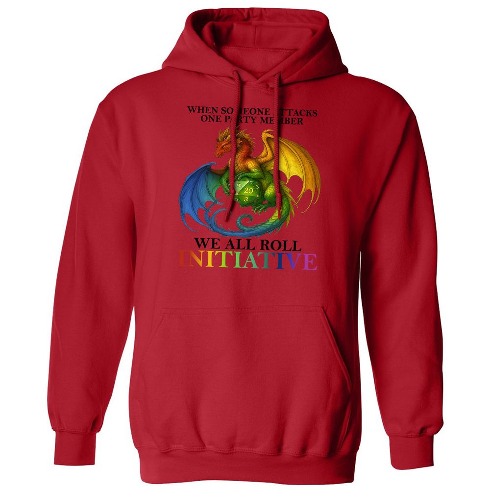 Dragon We All Roll For Initiative Classic Unisex Hoodie - Red - 5