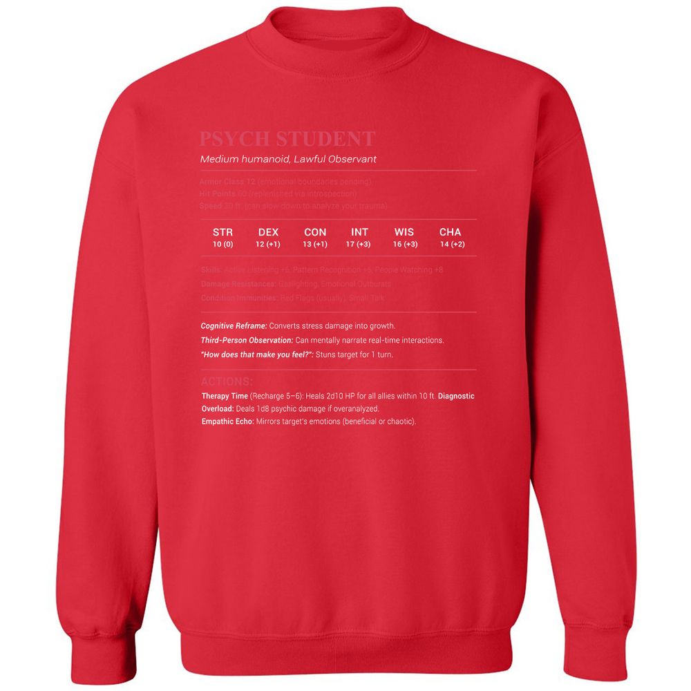 Psych Student Classic Unisex Sweatshirt - Red - 5