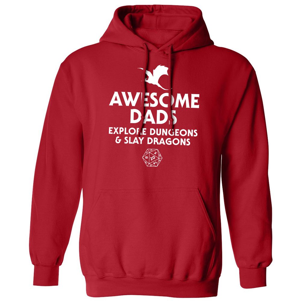 Awesome Dads Slay Dragons Classic Unisex Hoodie - Red - 5