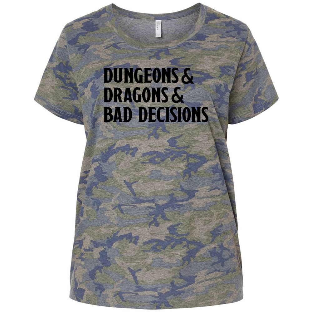 Bad Decisions Ladies Curvy Jersey - Vintage Camo - 5