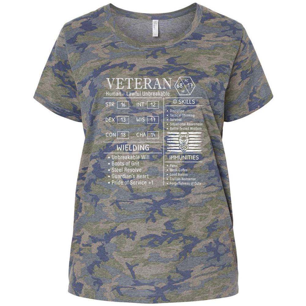 2710 veteran stats new Ladies Curvy Jersey - Vintage Camo - 5