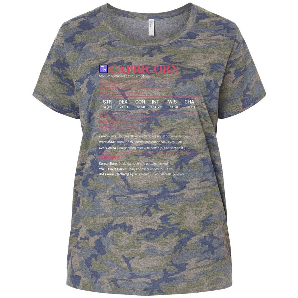 Capricorn Stats Ladies Curvy Jersey - Vintage Camo - 5