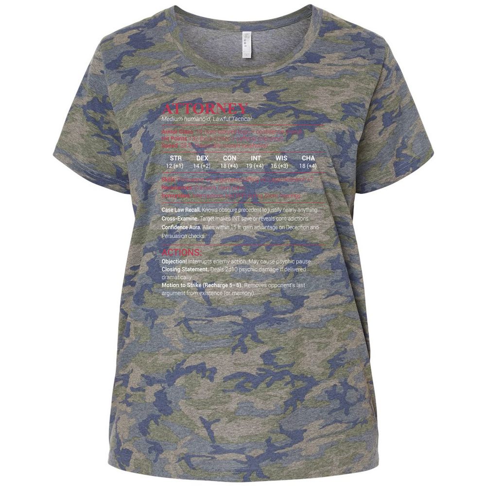 Attorney Stats Ladies Curvy Jersey - Vintage Camo - 5