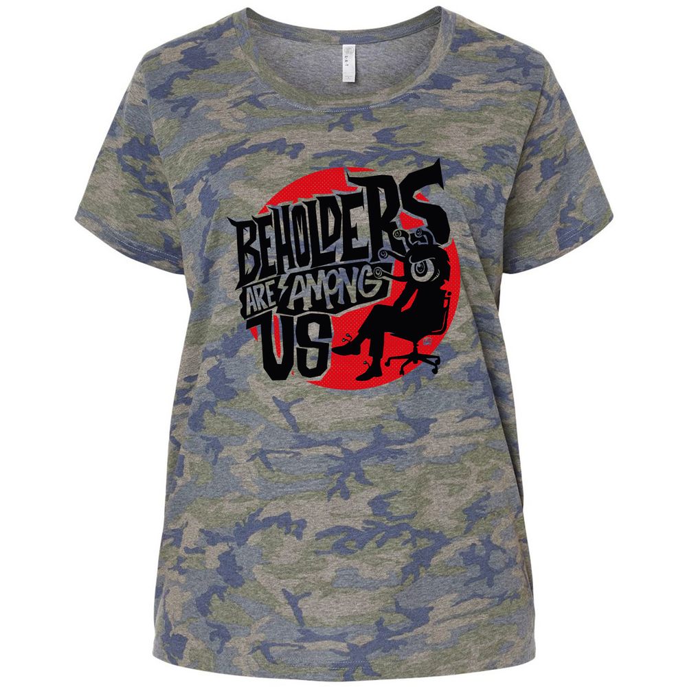 Beholders Are Among Us Ladies Curvy Jersey - Vintage Camo - 5