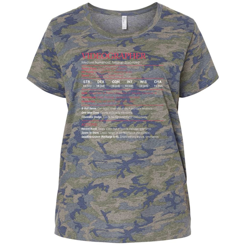Videographer Stats Ladies Curvy Jersey - Vintage Camo - 5