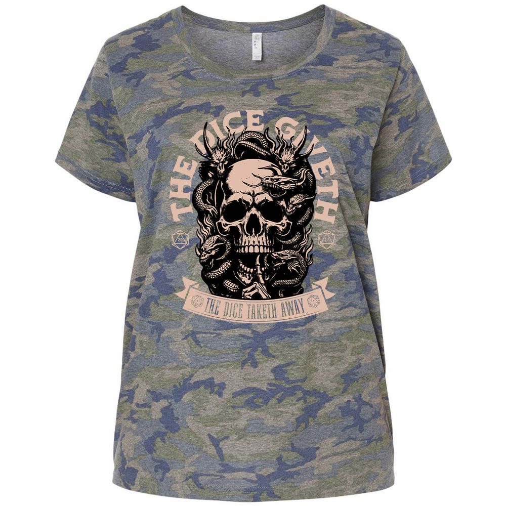 The Dice Giveth The Dice Taketh Away Ladies Curvy Jersey - Vintage Camo - 5